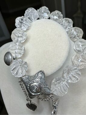 Nine Tail Fox Clear Quartz Gold Rutile Beads with 999 Silver Star Accent